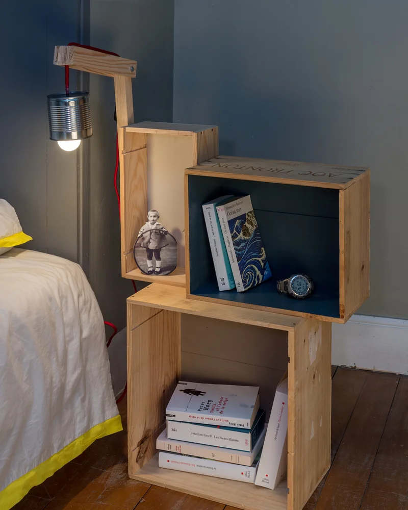 table chevet caisse bois diy