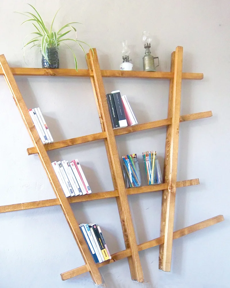 bibliotheque diy tasseaux bois