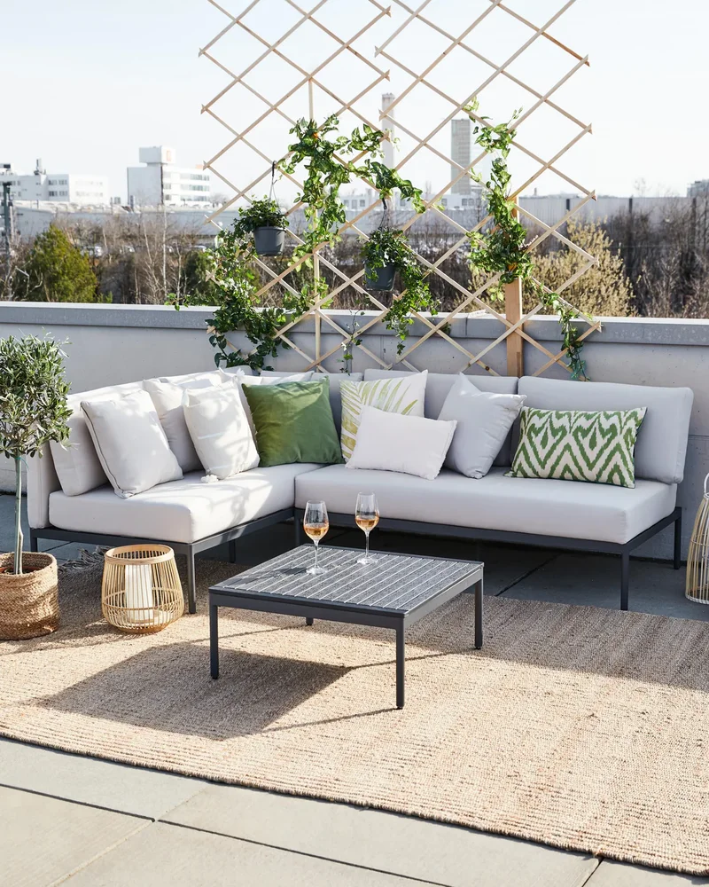 Salon de jardin d'angle noir et blanc Westwing