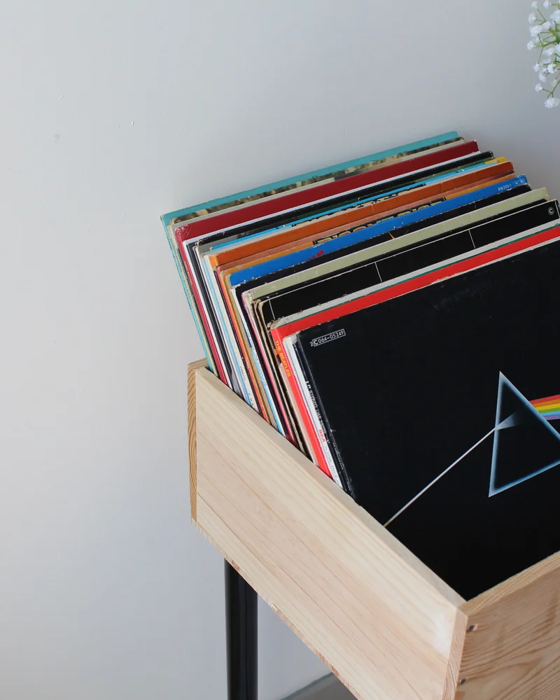 rangement vinyle diy caisse vin