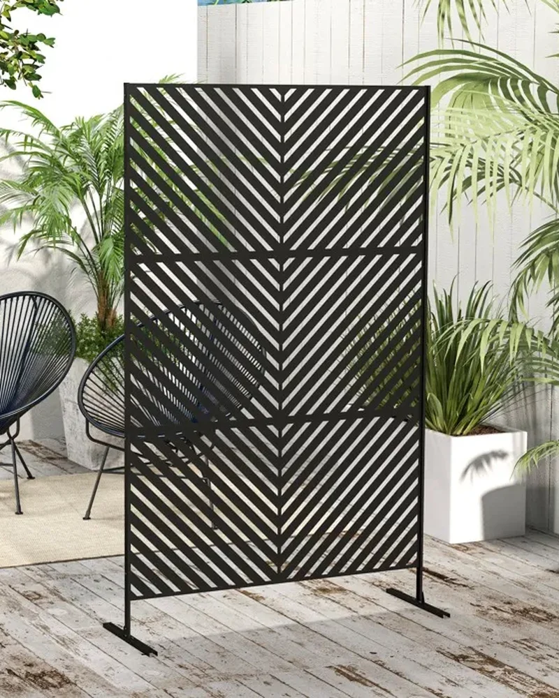 paravent jardin metal noir