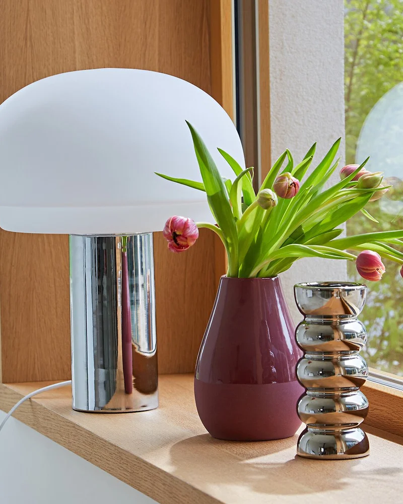 lampe champignon metal chrome
