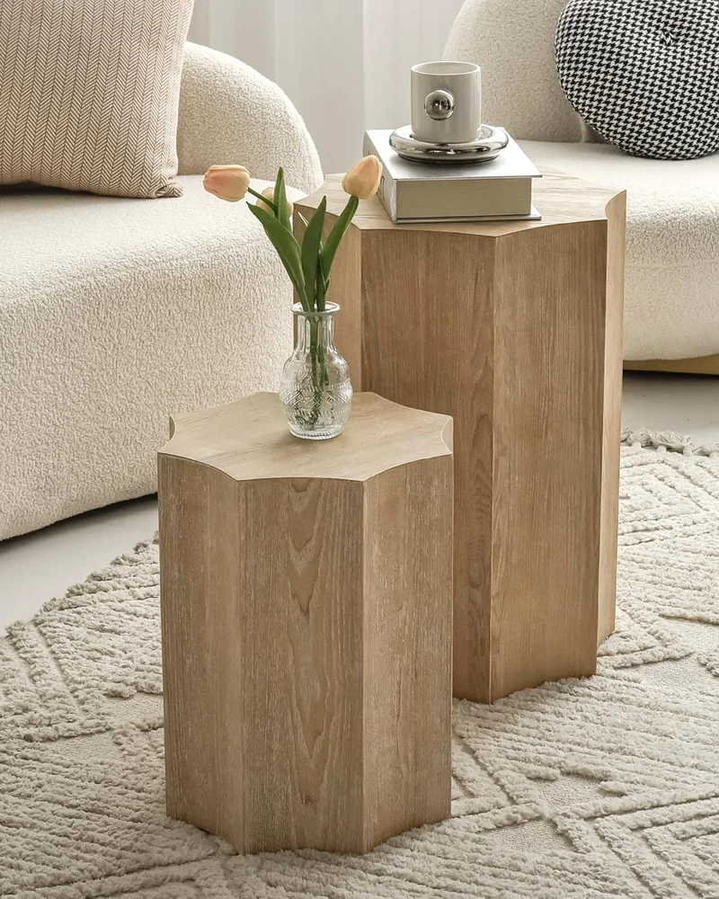 table appoint sculpturale bois