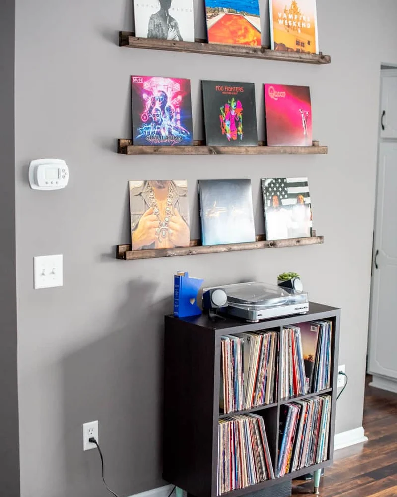 etagere vintage bois diy rangement vinyle