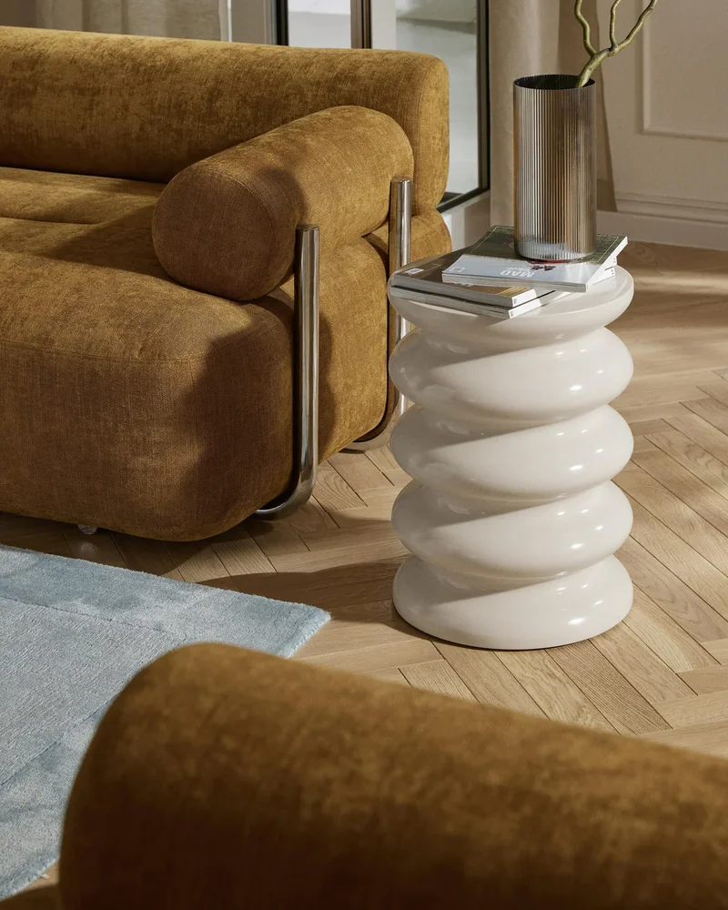 table appoint sculpturale blanche ceramique