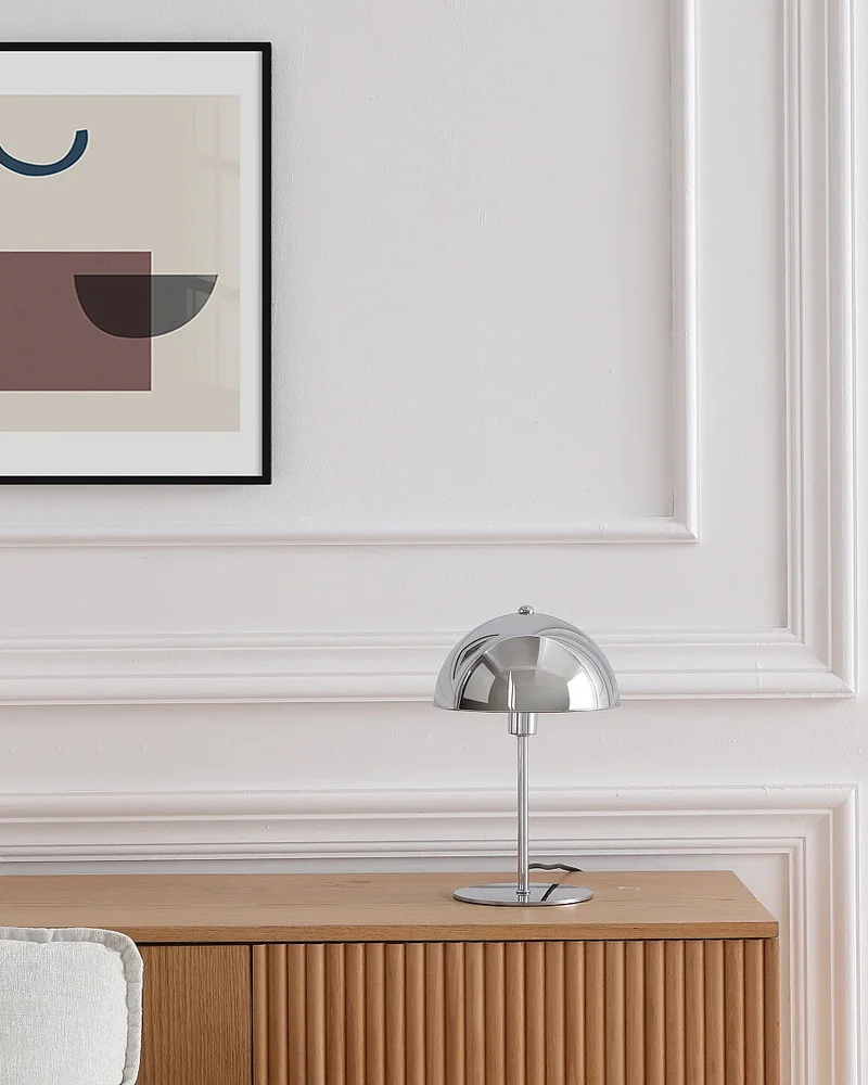 petit lampe champignon metal chrome