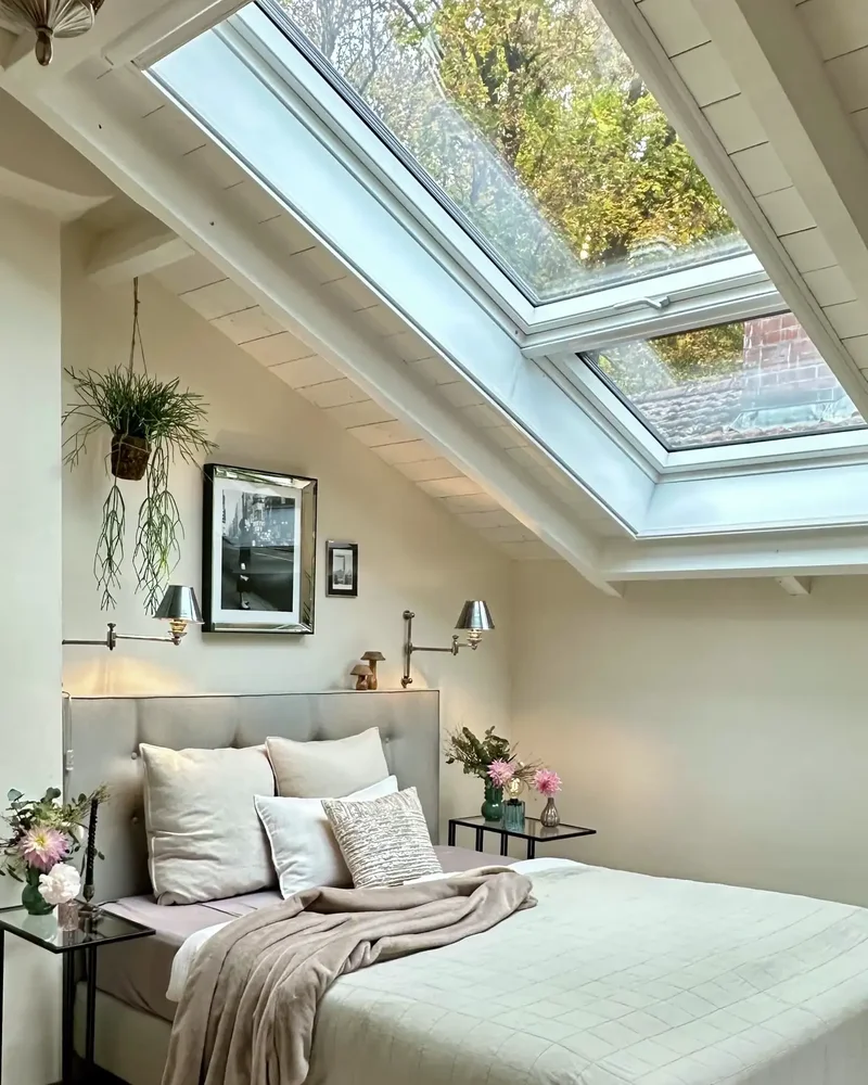 chambre sous pente lit sous fenetre