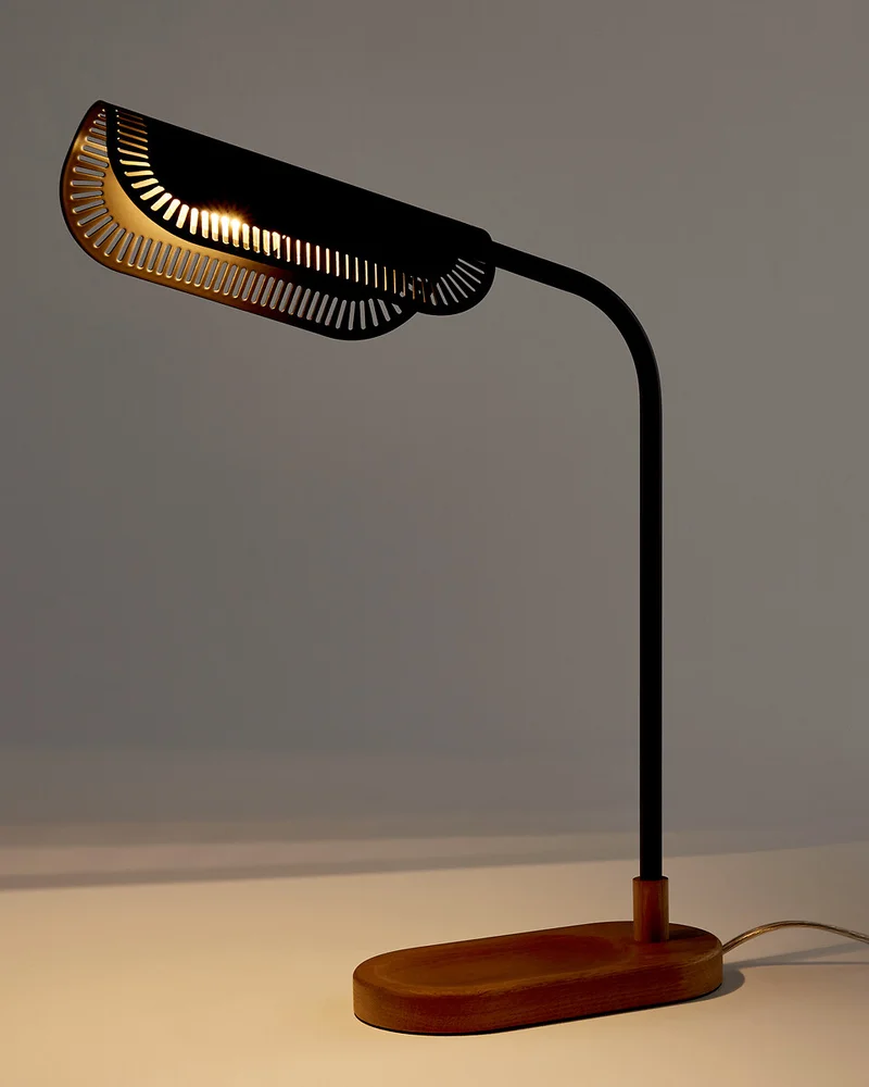 lampe bureau design noir bois
