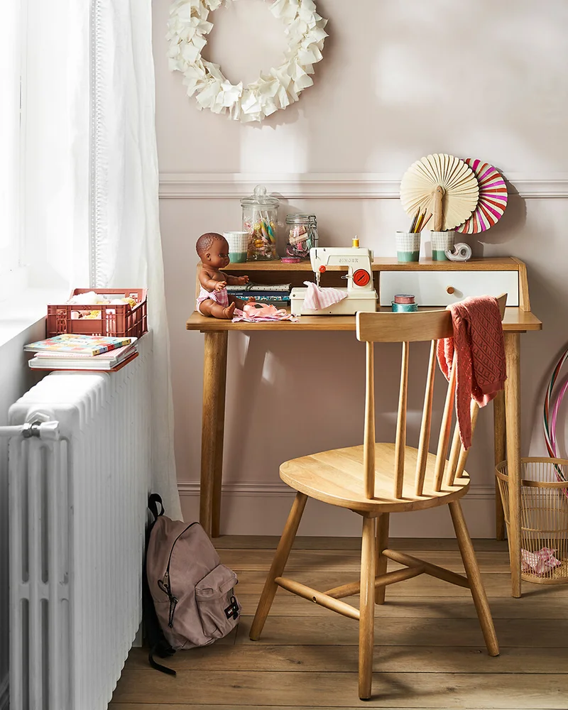 bureau compact blanc bois