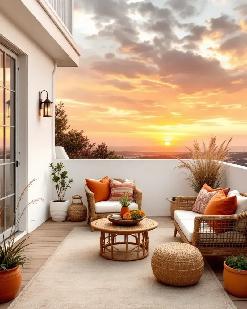 deco balcon moderne rotin terracotta
