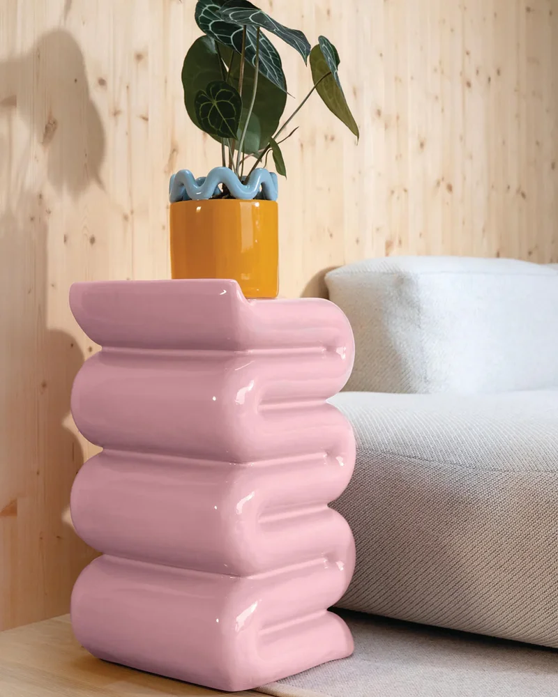 table appoint sculpturale rose