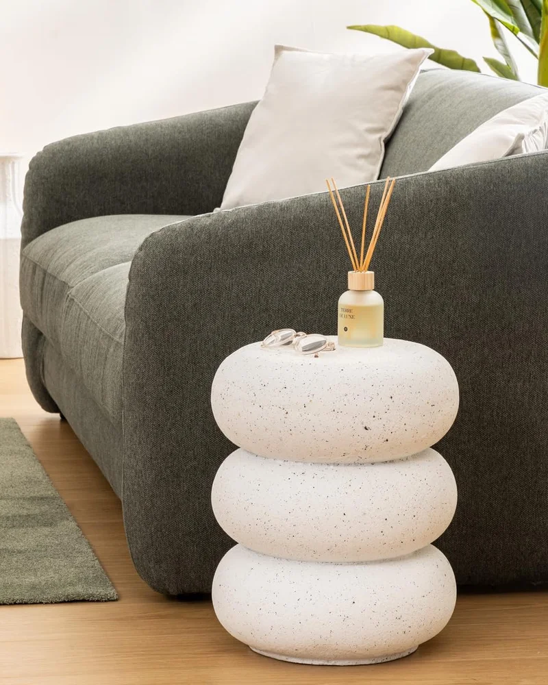 table appoint sculpturale blanche terrazzo