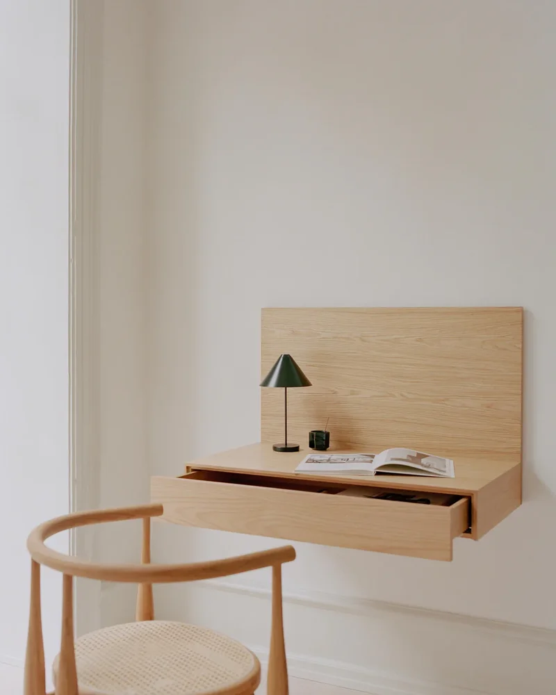 bureau compact mural bois tiroir