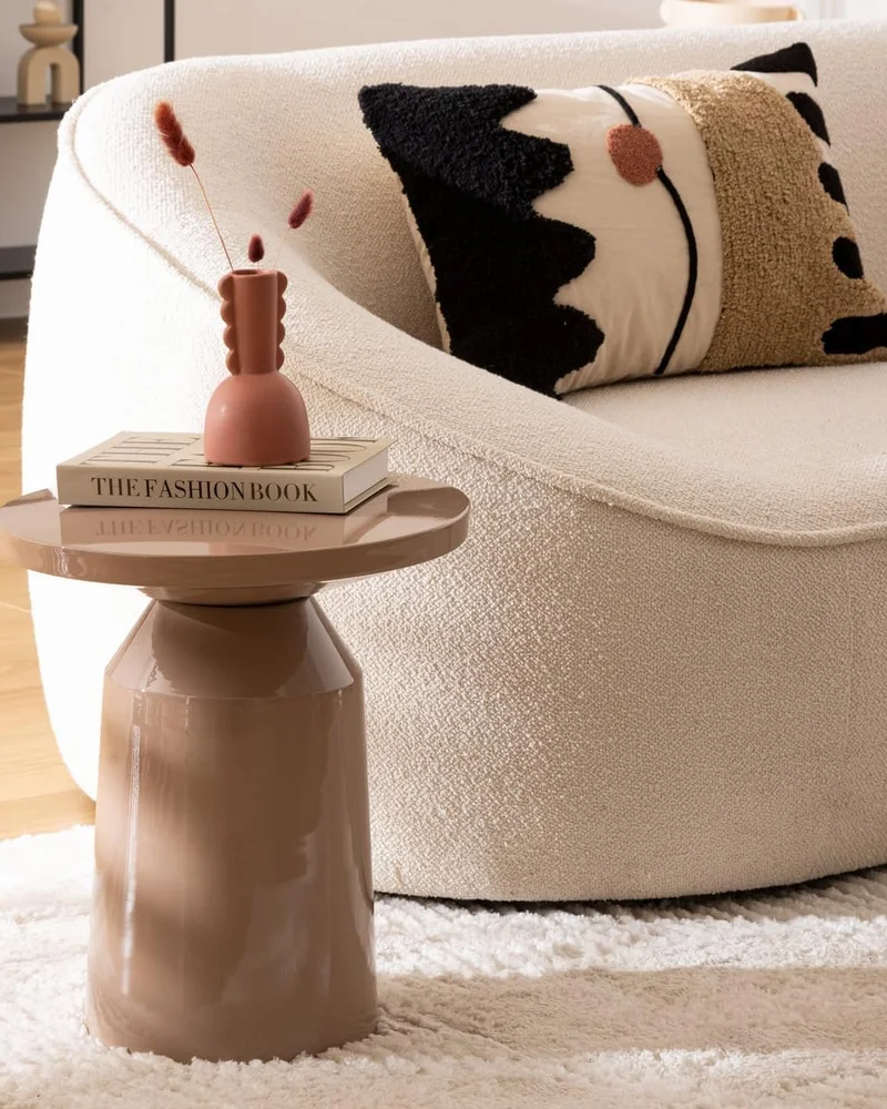 table appoint sculpturale beige metal