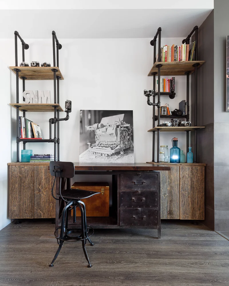 deco bureau industriel metal noir