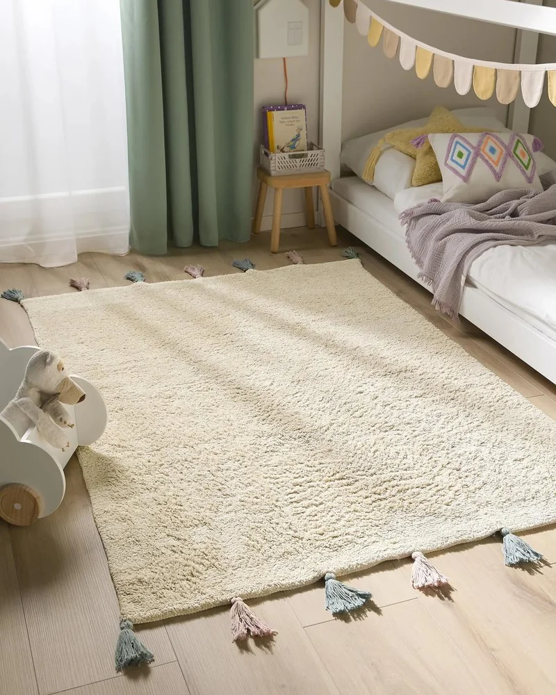 tapis lavable machine enfant pompons