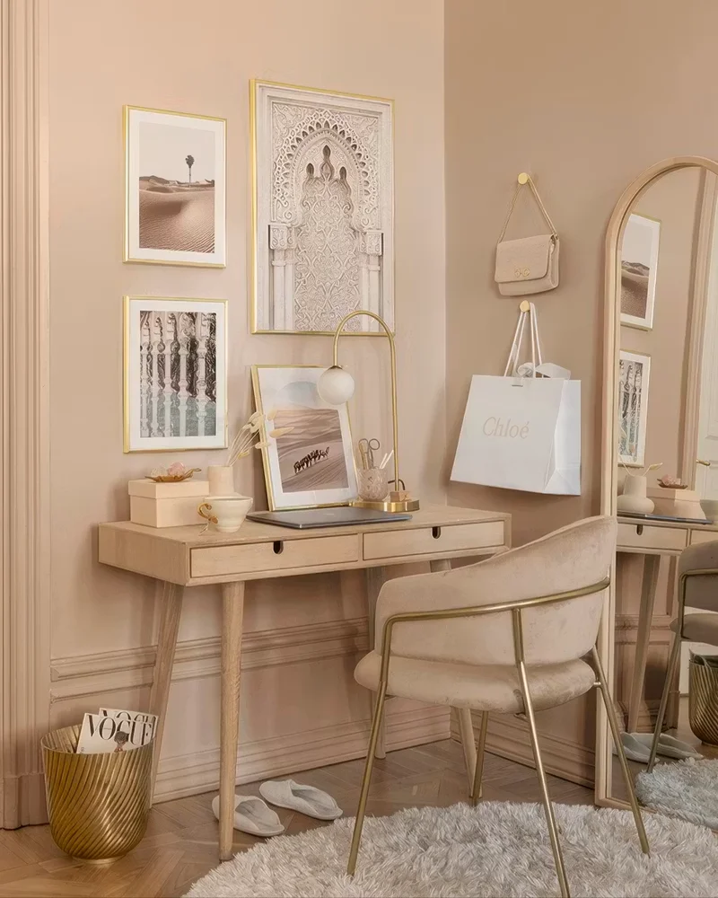 deco bureau beige bois