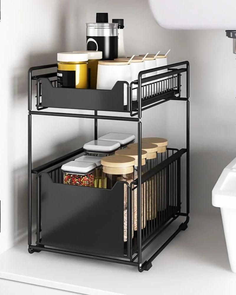organiseur sous evier metal noir