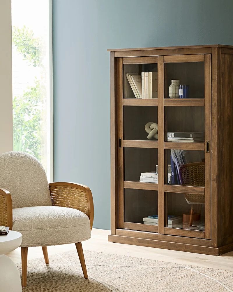 vitrine basse bois