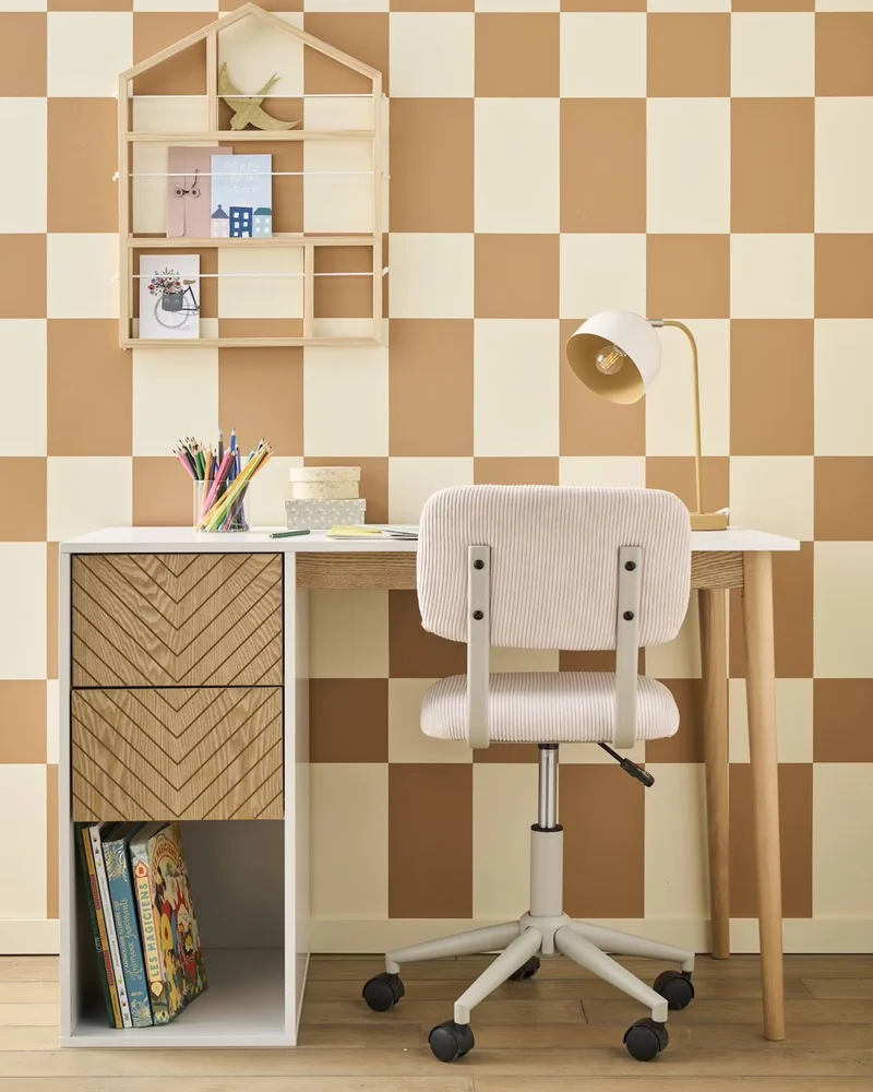 fauteuil bureau ado velours cotele rose