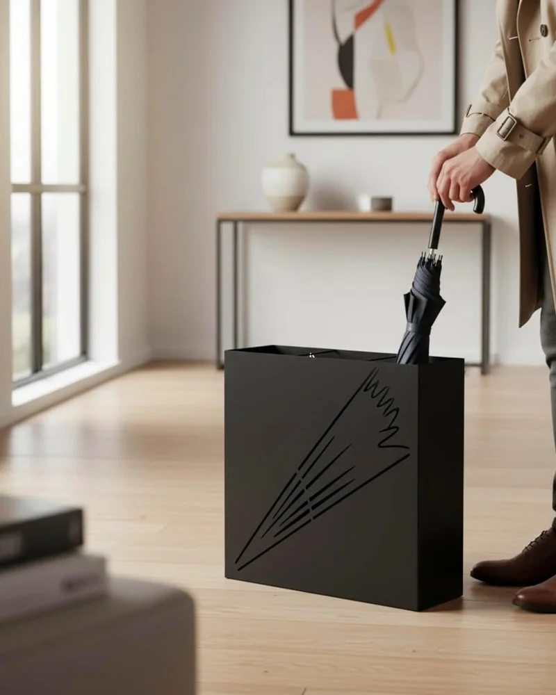 grand porte parapluie design noir