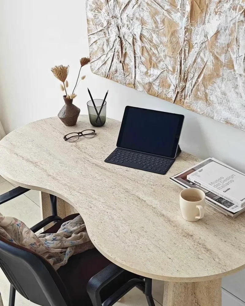 deco bureau beige travertin