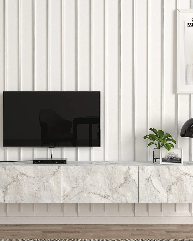 meuble tv suspendu imitation marbre