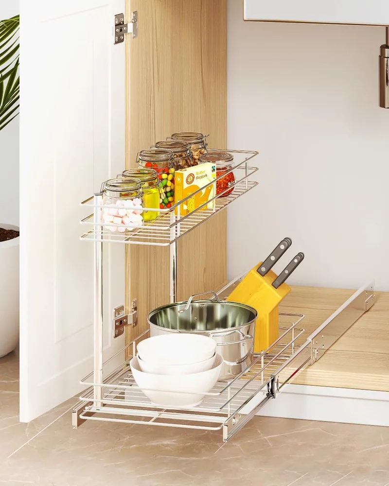 organiseur sous evier metal chrome