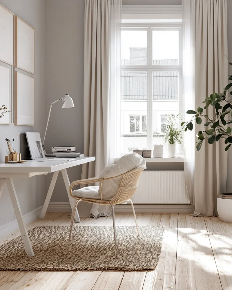 deco bureau scandinave beige