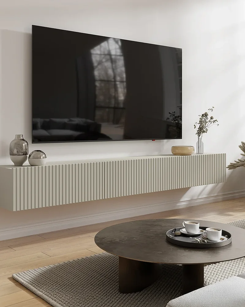 meuble tv suspendu beige