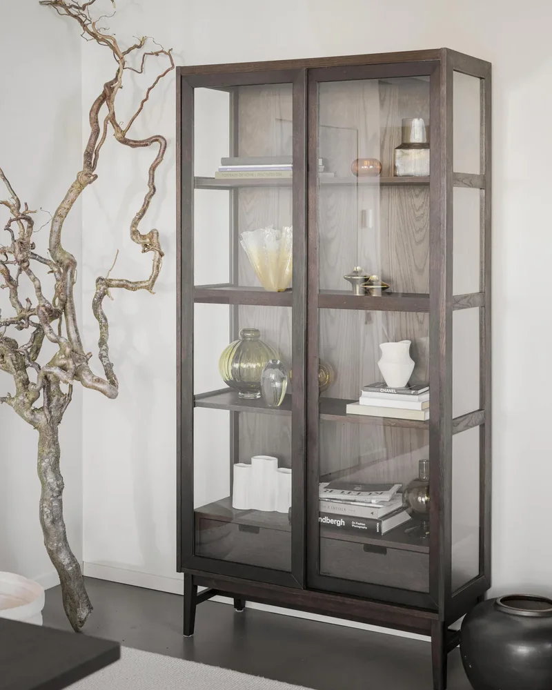 vitrine bois fonce