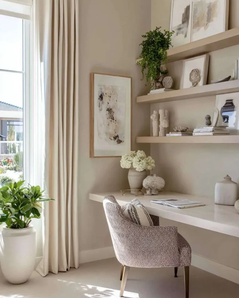 deco bureau murs beiges