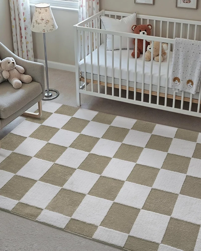 tapis lavable en machine enfant damier