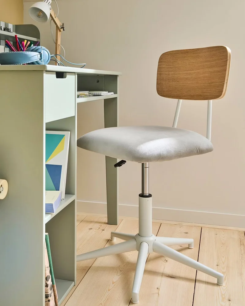 fauteuil bureau ado blanc bois