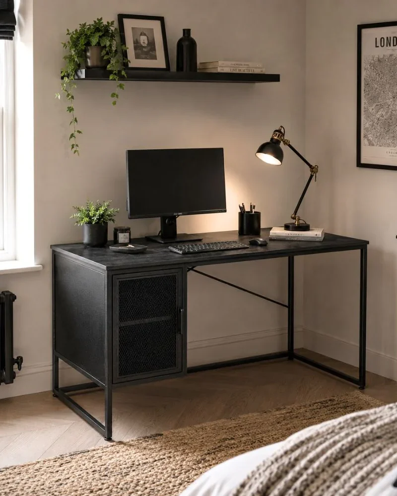 deco bureau industriel noir metal