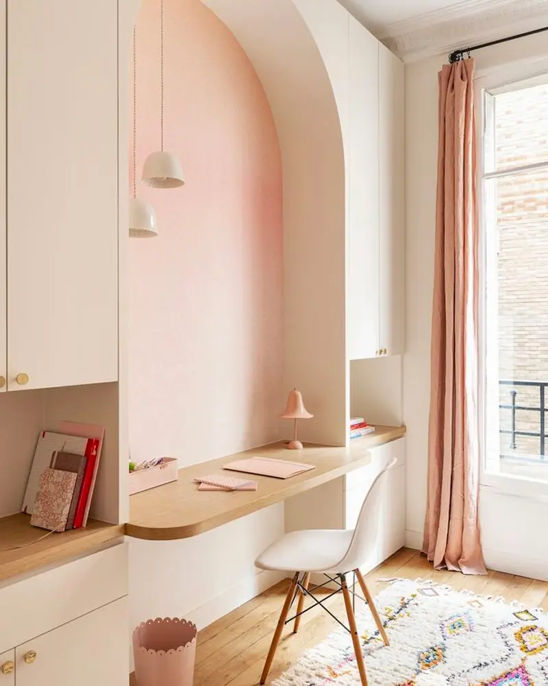 deco bureau rose pastel