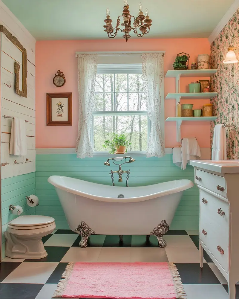 deco salle de bain vintage pastel