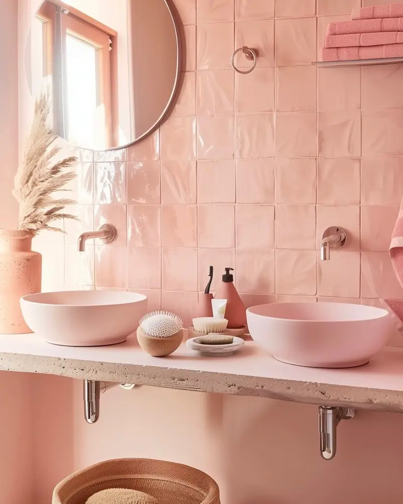deco salle de bain rose pastel