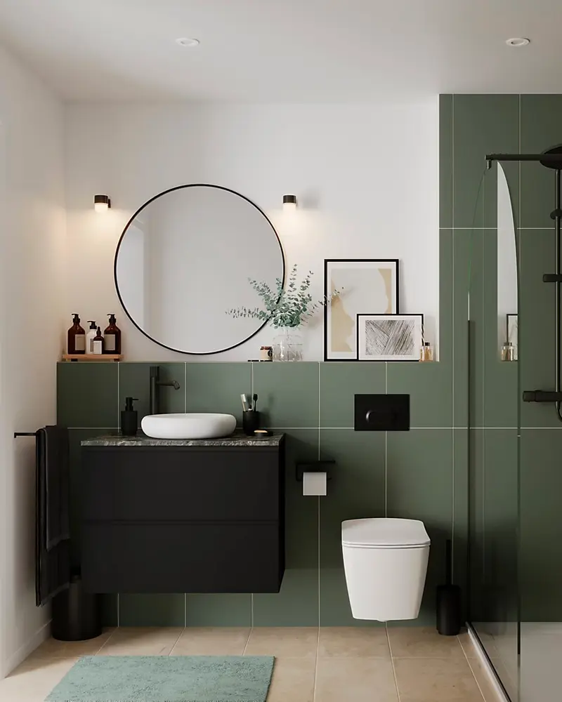 deco salle de bain moderne vert kaki