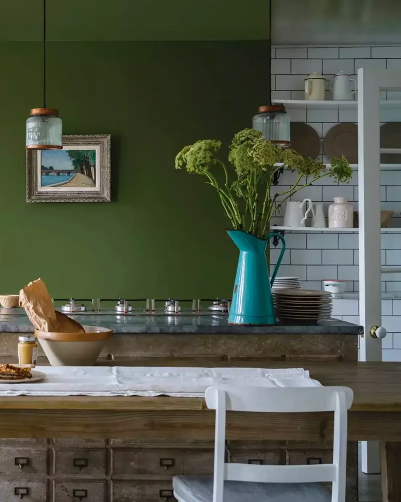 deco cuisine rustique vert kaki