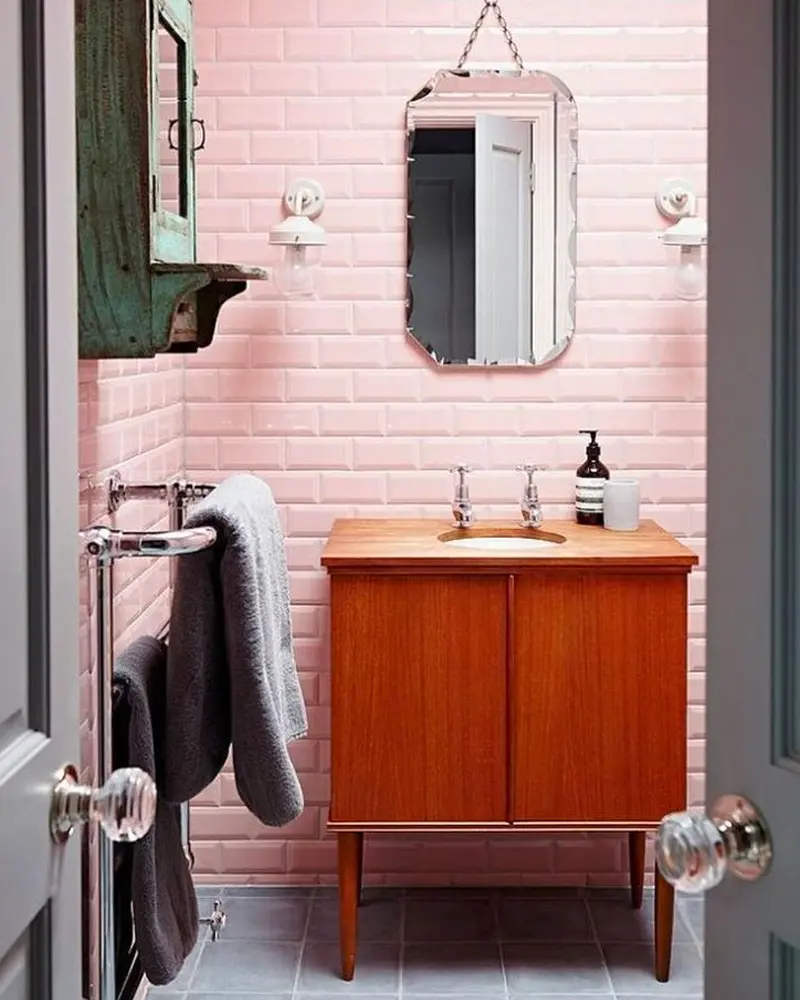 deco salle de bain vintage rose