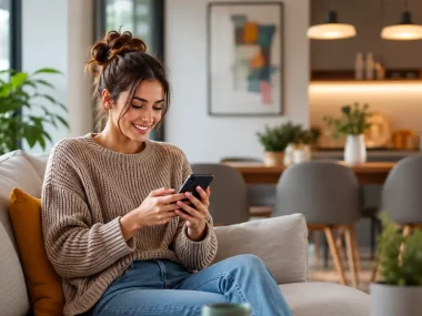 Écran de smartphone affichant une interface d'application mobile de messagerie ou de réseau social