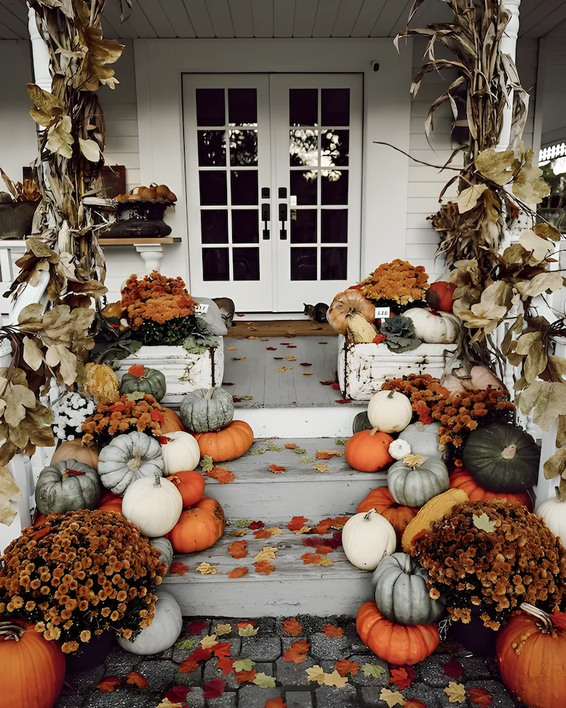 déco entrée halloween chic citrouille
