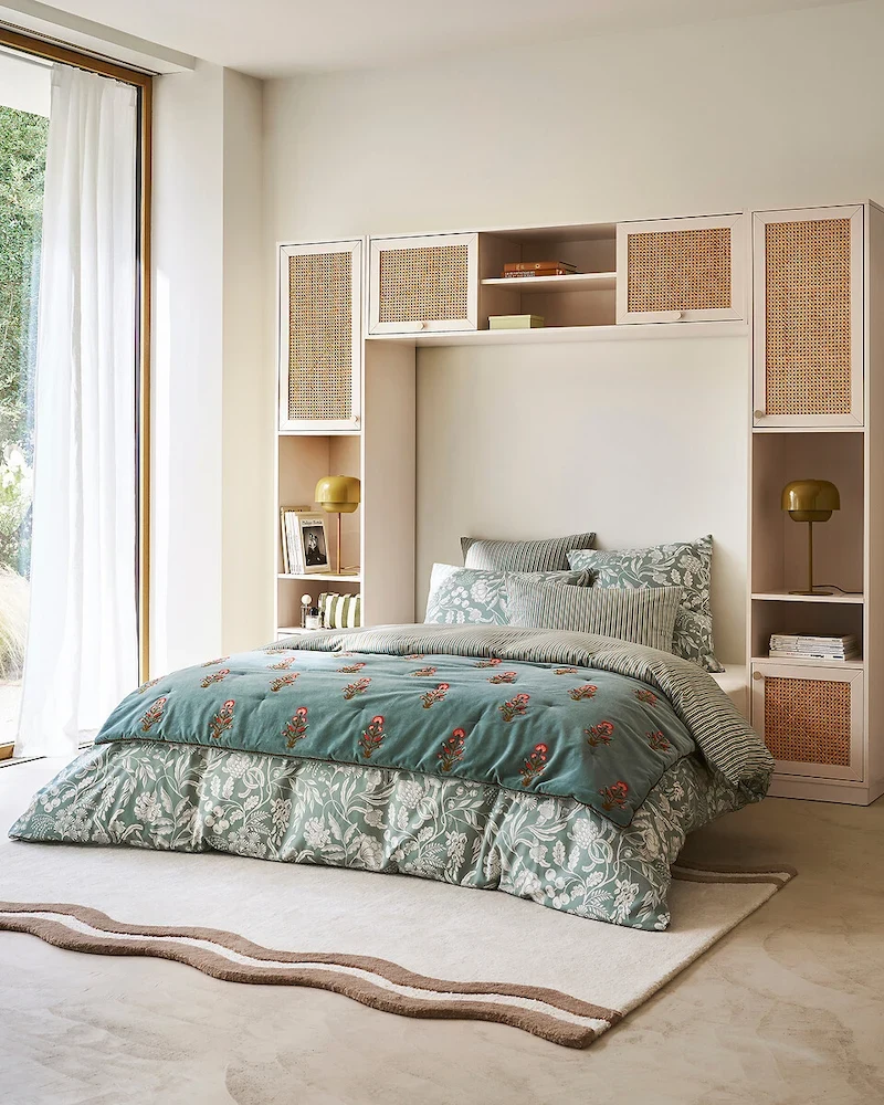 Tête de lit pont avec rangements Paola pin et cannage de La Redoute Intérieurs