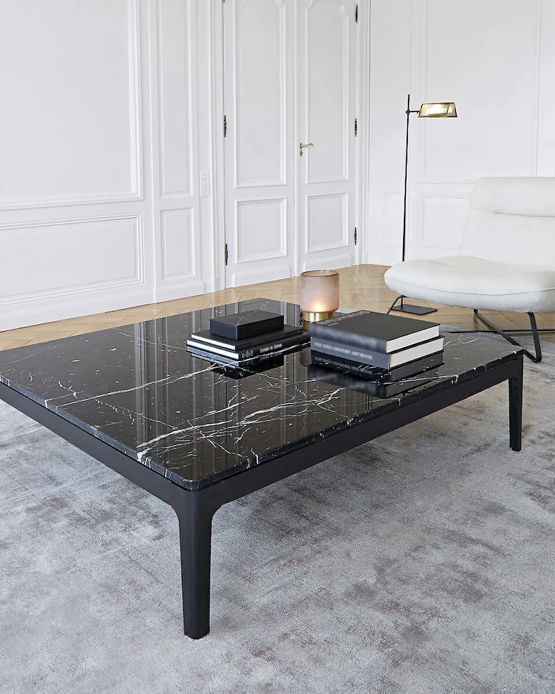 Table basse en marbre noir et chêne massif Helda AM.PM