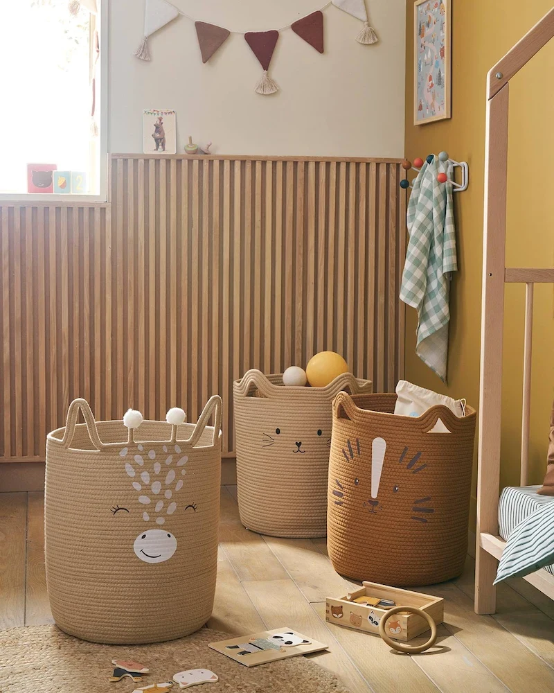 Panier girafe en corde de coton de Vertbaudet