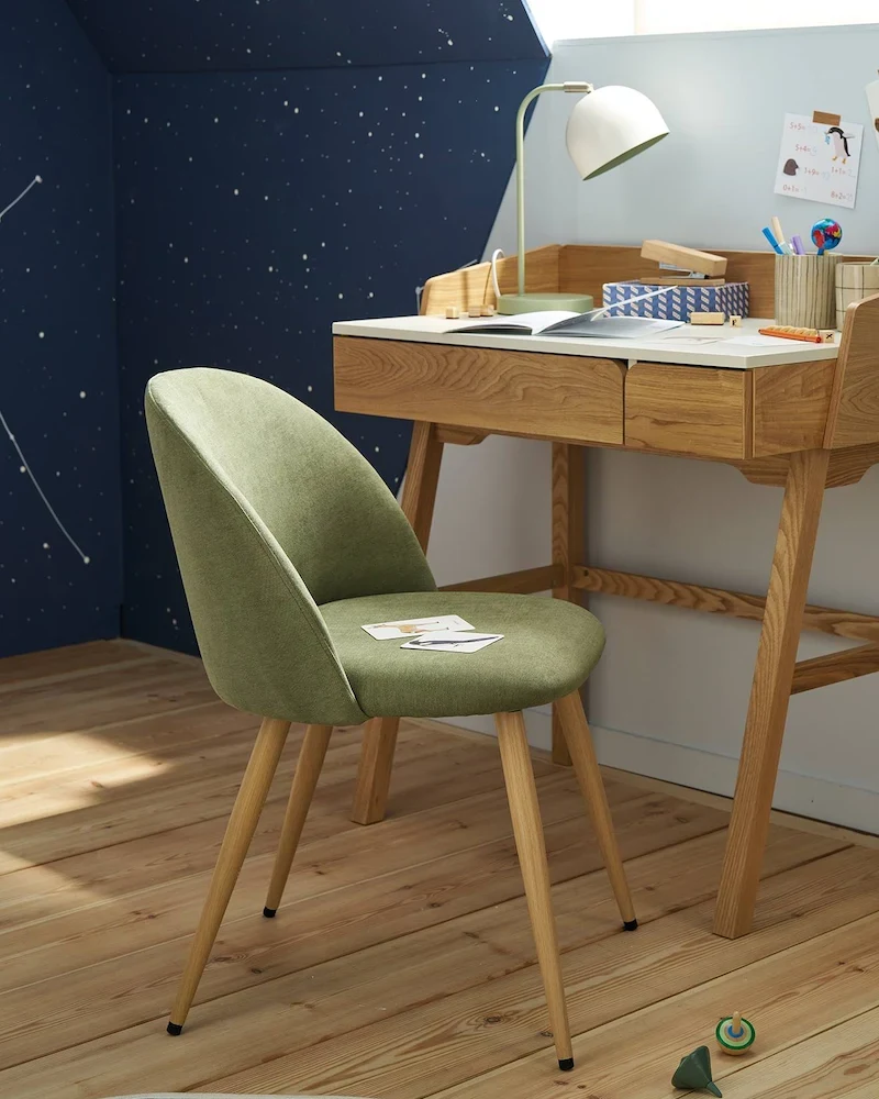 Chaise enfant en tissu chiné vert de Vertbaudet