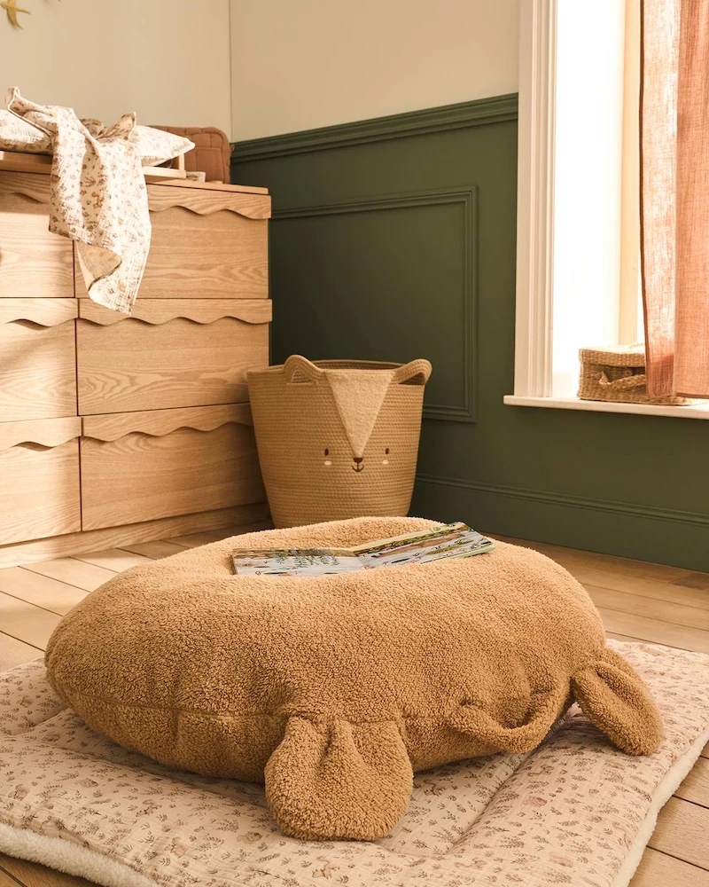 Coussin de sol ourson sherpa beige de Vertbaudet