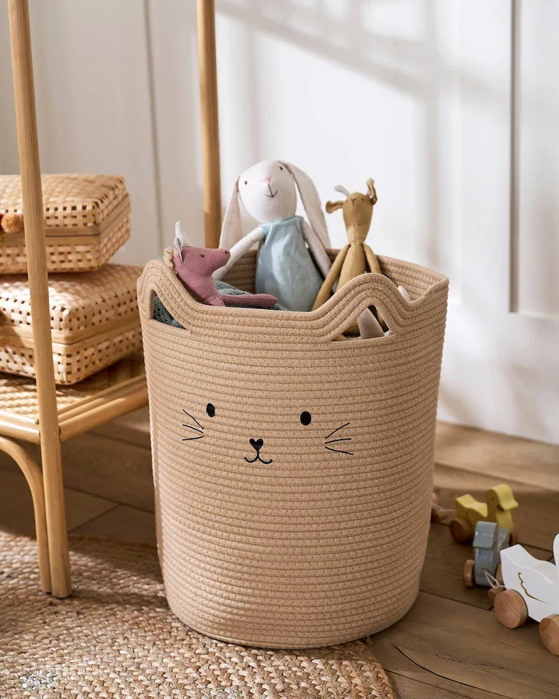 Panier chat en corde de coton beige de Vertbaudet
