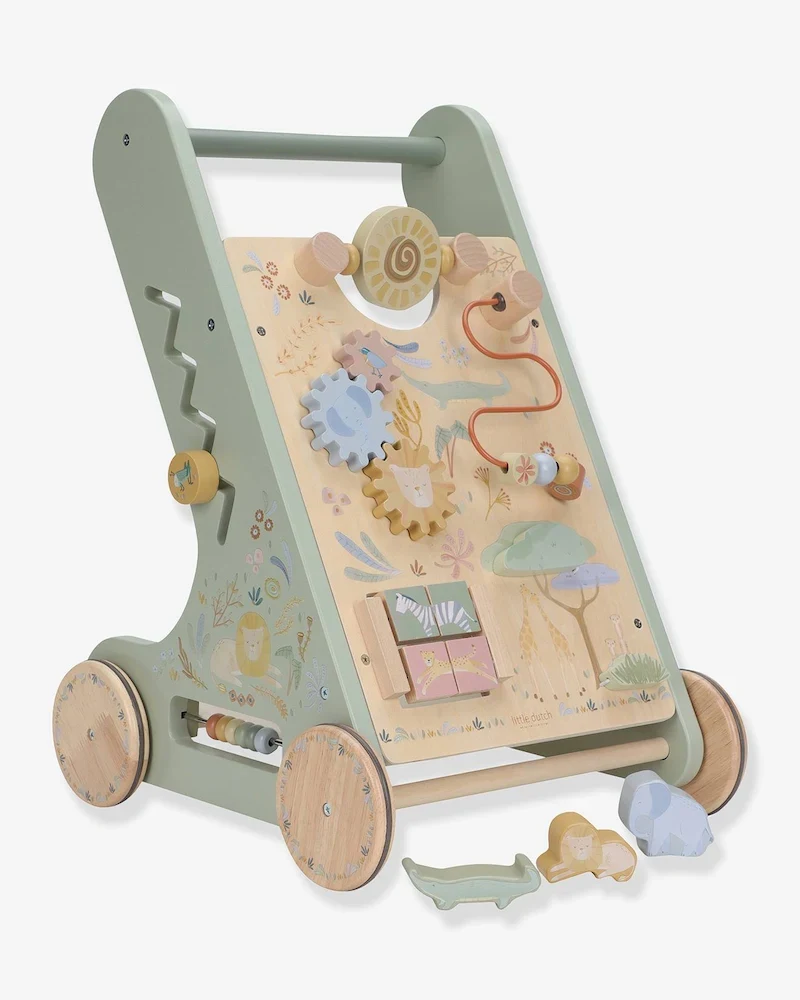 Chariot de marche Safari Friends en bois vert sauge de Vertbaudet